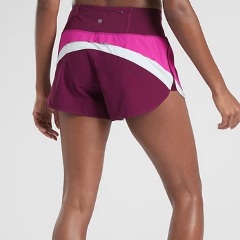 Athleta Running‎ Free Colorblock 3.5” Shorts Electric Fuchsia Size Small